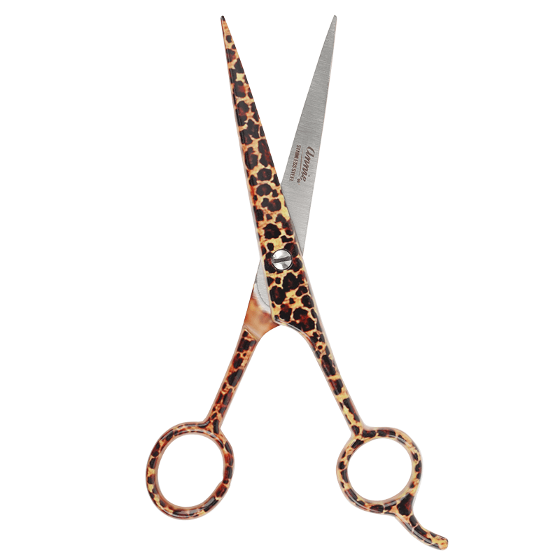 Annie Stainless Steel Straight Hair Shears 6.5 Inch Leopard Pattern