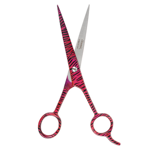
                  
                    Load image into Gallery viewer, Annie Stainless Steel Straight Hair Shears 6.5 Inch Pink Zebra Pattern
                  
                
