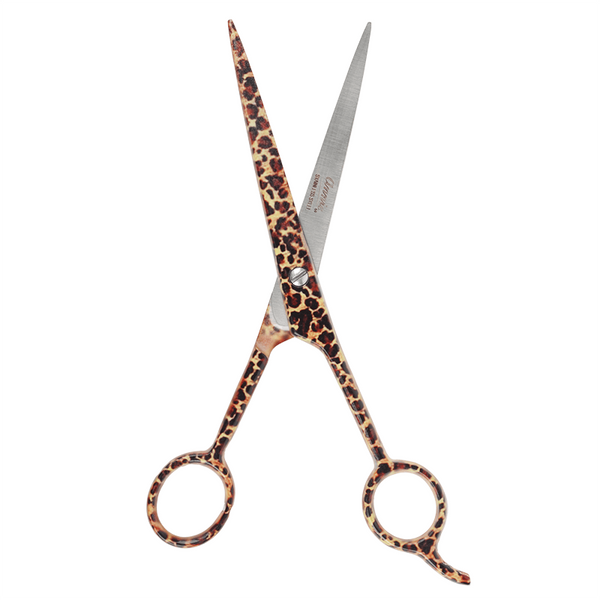 Annie Stainless Steel Straight Hair Shears 7.5 Inch Leopard Pattern