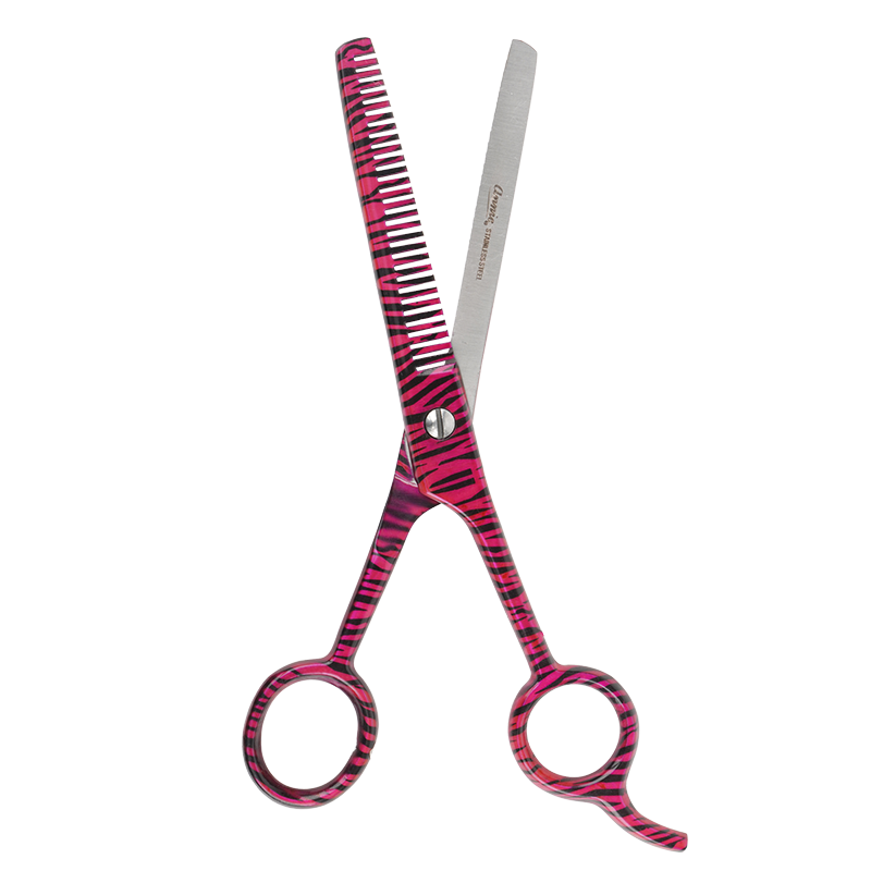Annie Stainless Steel Thinning Hair Shears 6.5 Inch Pink Zebra Pattern Hair Shears Annie   