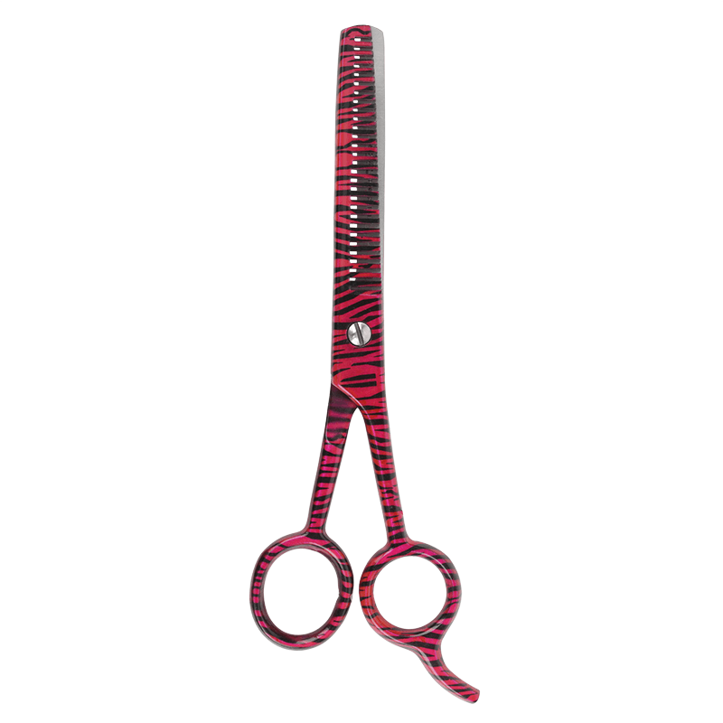 
                  
                    Load image into Gallery viewer, Annie Stainless Steel Thinning Hair Shears 6.5 Inch Pink Zebra Pattern
                  
                