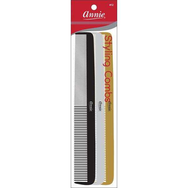 Annie Styling Comb Set #12 – 3 Count, Assorted Colors