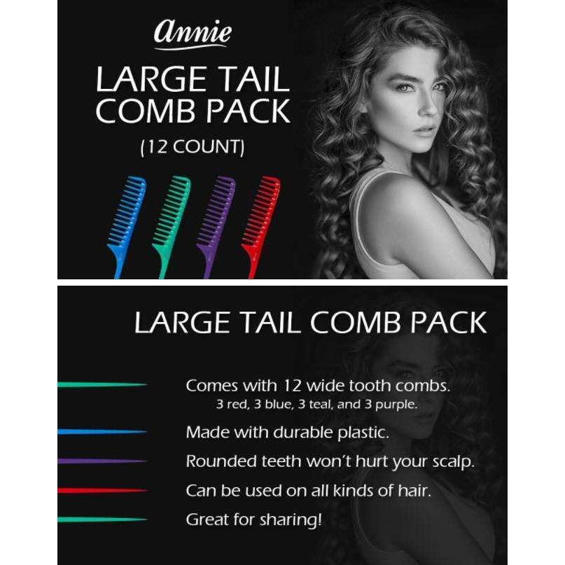 
                  
                    갤러리 뷰어에 이미지 로드, Annie Tail Comb Set L 12Ct Asst Color Combs Annie   
                  
                