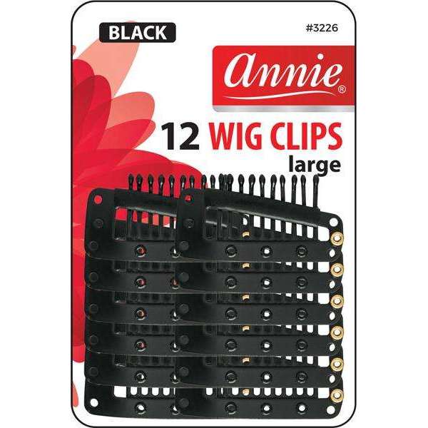 Annie Wig Clips Large 12Ct Black