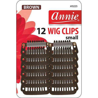 Annie Wig Clips Small 12Ct Brown