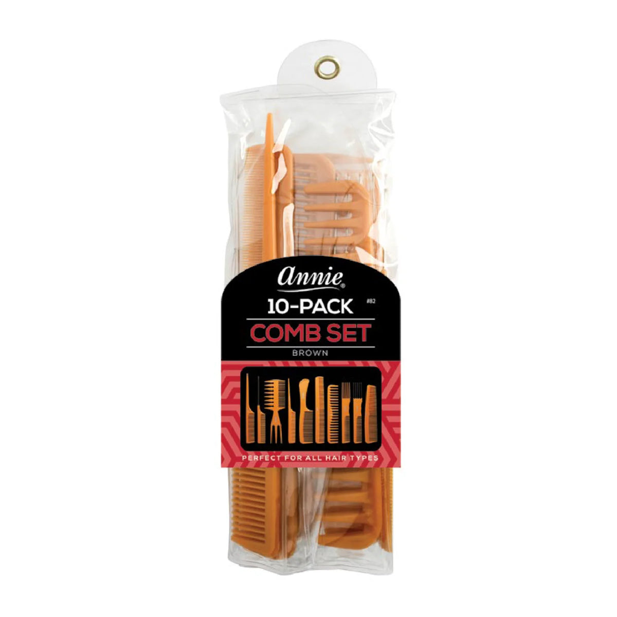Annie Professional Comb Set 10Ct Brown Annie International
