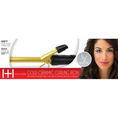Hot & Hotter Gold Ceramic Electric Curling Iron 1/2 inch Curling Iron Hot & Hotter   