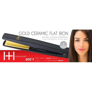 
                  
                    Load image into Gallery viewer, Hot &amp;amp; Hotter Gold Ceramic Electric Flat Iron 1 Inch
                  
                