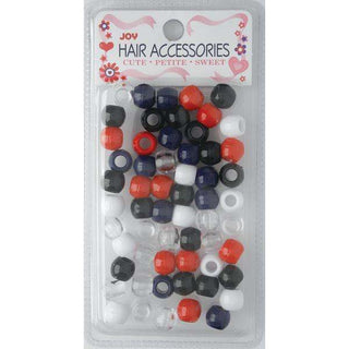Joy Large Hair Beads 60Ct Black, White, Red, Clear