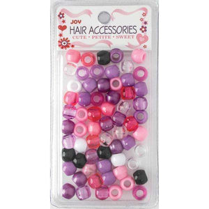 
                  
                    Load image into Gallery viewer, Joy Large Hair Beads 60Ct Purple &amp;amp; Pink Asst
                  
                