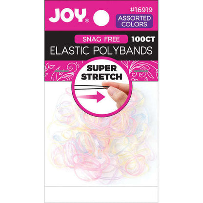 Joy Elastic Polybands 2.5cm Diameter 100ct Transparent Rubber Bands Joy   