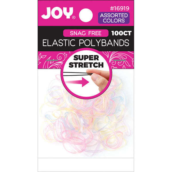 Joy Elastic Polybands 2.5cm Diameter 100ct Transparent Rubber Bands Joy   