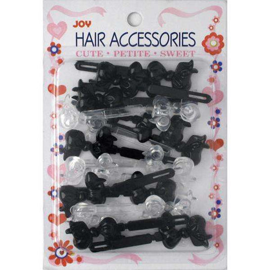 Joy Hair Barrettes 16ct Black and Clear Ribbon II  Joy   