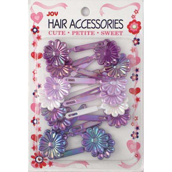 Joy Hair Barrettes Asst Pearl Purple Daisy