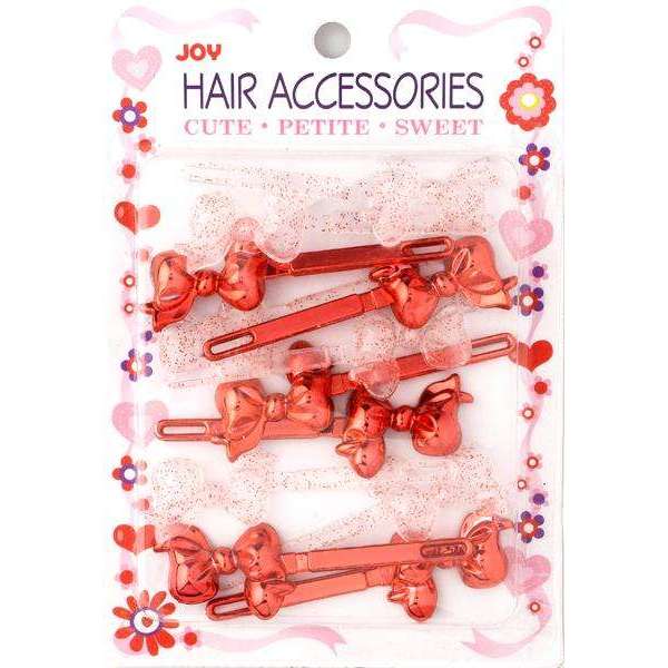 JOY Hair Barrettes - Bow - Red Glitter Assort #16717