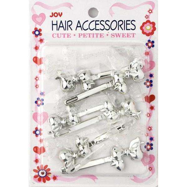 JOY Hair Barrettes - Bow - Silver Glitter Assort #16714