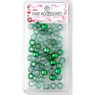 Joy Large Hair Beads 50Ct Green Metallic & Glitter