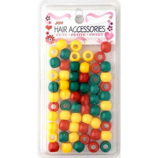 Joy Large Hair Beads 50Ct Green, Yellow, Red