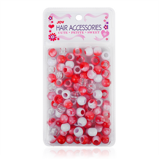 Joy Round Plastic Beads XL Red Two Tone Mix