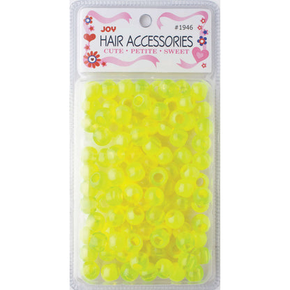 Joy Round Plastic Beads XL Two Tone Vivid Neon Yellow Beads Joy   