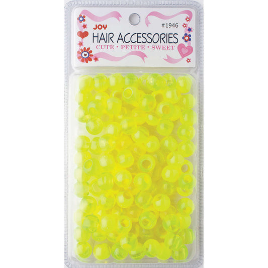 Joy Round Plastic Beads XL Two Tone Vivid Neon Yellow Beads Joy   