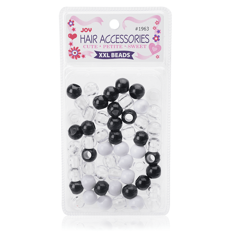 Joy Round Plastic Beads XX-Large Black, White, Clear Beads Joy   