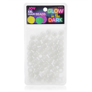 Joy XX-Large Cuentas de pelo que brillan en la oscuridad, color blanco 