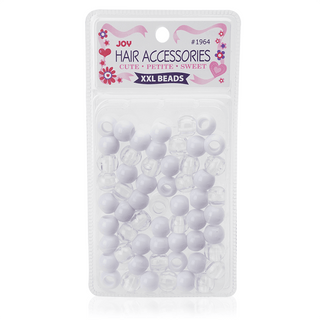 Joy Round Plastic Beads XX-Large White, Clear