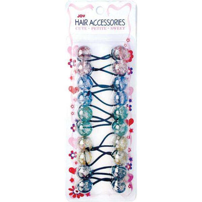 Joy Twin Bead Ponytailers 10ct Asst Clear w/ Glitter Ponytailers Joy   