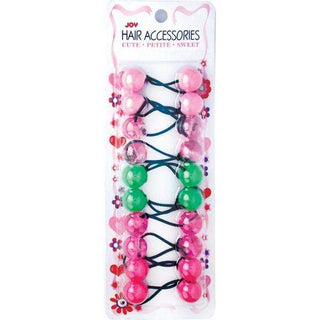 Joy Twin Bead Ponytailers 10ct Clear Green, Pink, Purple