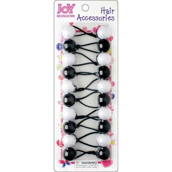 Joy - Joy Twin Beads Ponytailers 10Ct Black & White - Annie International