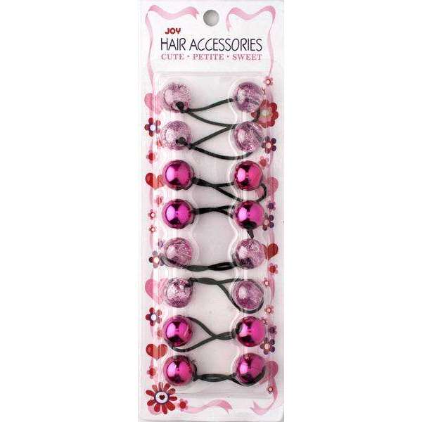 Joy Twin Beads Ponytailers 8Ct Assorted Pink