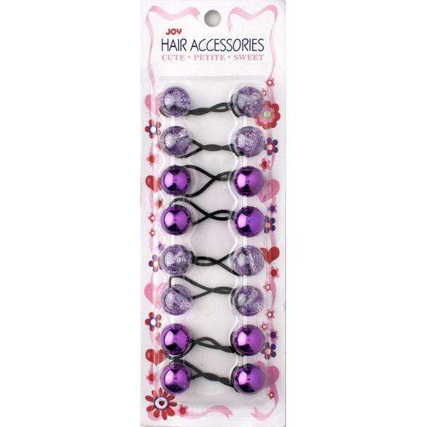 Joy Twin Beads Ponytailers 8Ct Assorted Purple Ponytailers Joy   