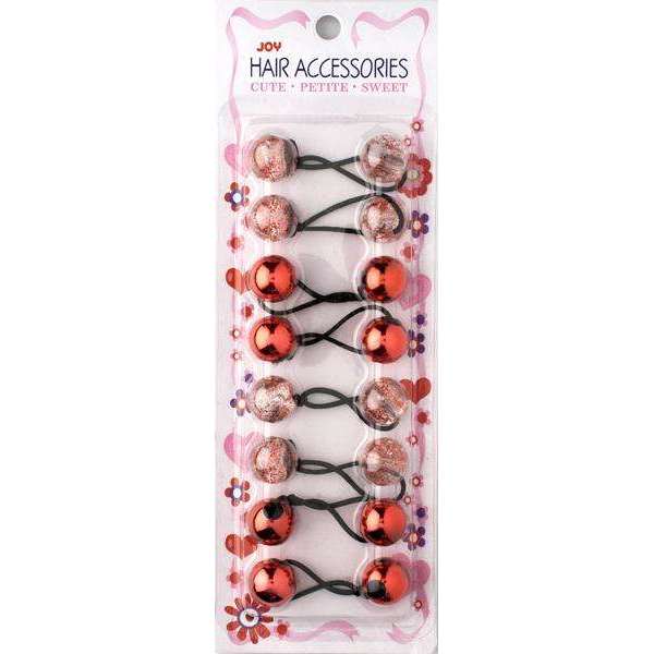 Joy Twin Beads Ponytailers 8Ct Assorted Red Ponytailers Joy   