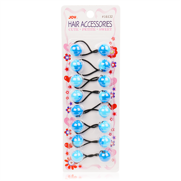 Joy Twin Beads Ponytailers Blue 20mm 8ct