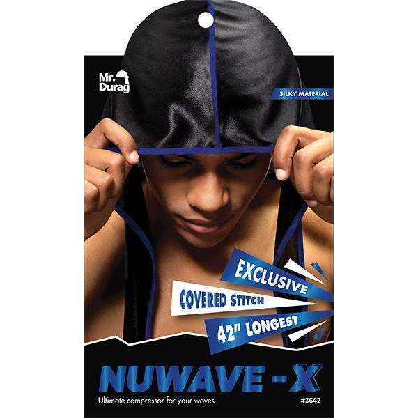 Mr. Durag NuWave-X Black Durag Blue Stripe Durags Mr. Durag   