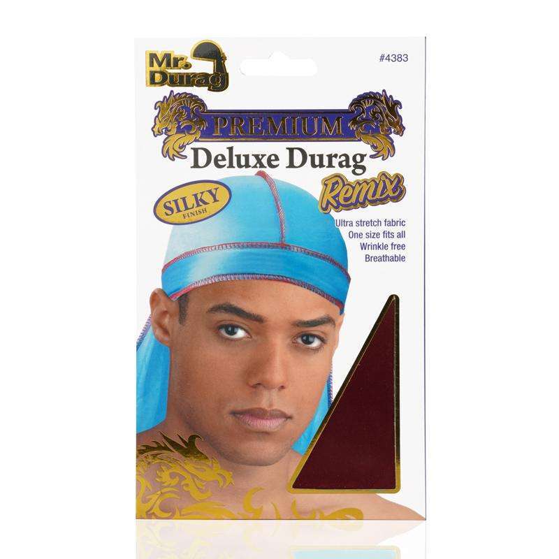 Annie International:Mr. Durag Silky Deluxe Durag Remix Asst Color:Wine Red with Black Stitches