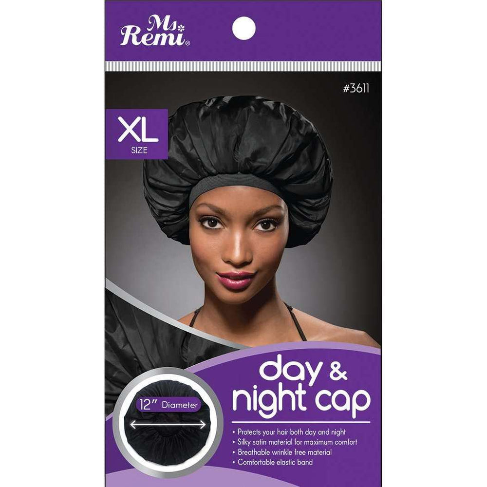 Ms. Remi Day & Night Cap XL Black Bonnets Ms. Remi   