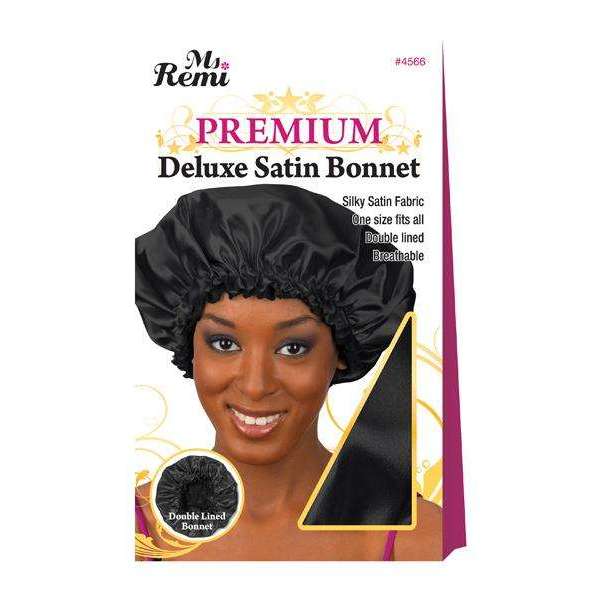 Ms. Remi Deluxe Satin Bonnet Black Bonnets Ms. Remi   