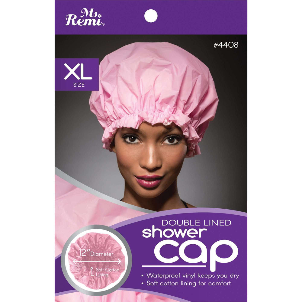 Ms. Remi Deluxe Shower Cap XL Asst Color Double Lined Bonnets Ms. Remi Pink  