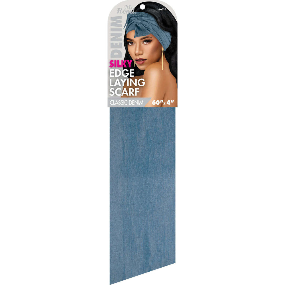 
                  
                    Load image into Gallery viewer, Ms. Remi Denim Silky Edge Laying Scarf 60&amp;quot; Long Scarves Ms. Remi Classic Denim  
                  
                