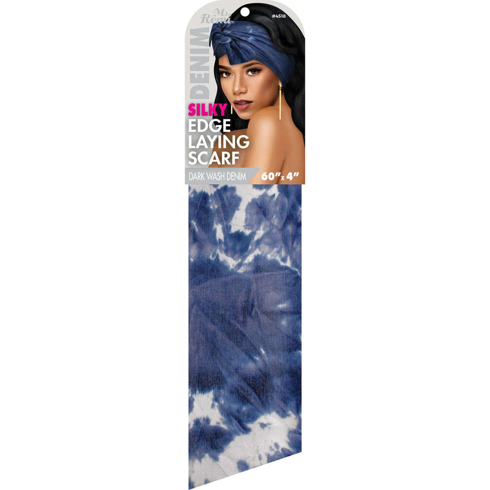 
                  
                    Load image into Gallery viewer, Ms. Remi Denim Silky Edge Laying Scarf 60&amp;quot; Long Scarves Ms. Remi Dark Wash Denim  
                  
                