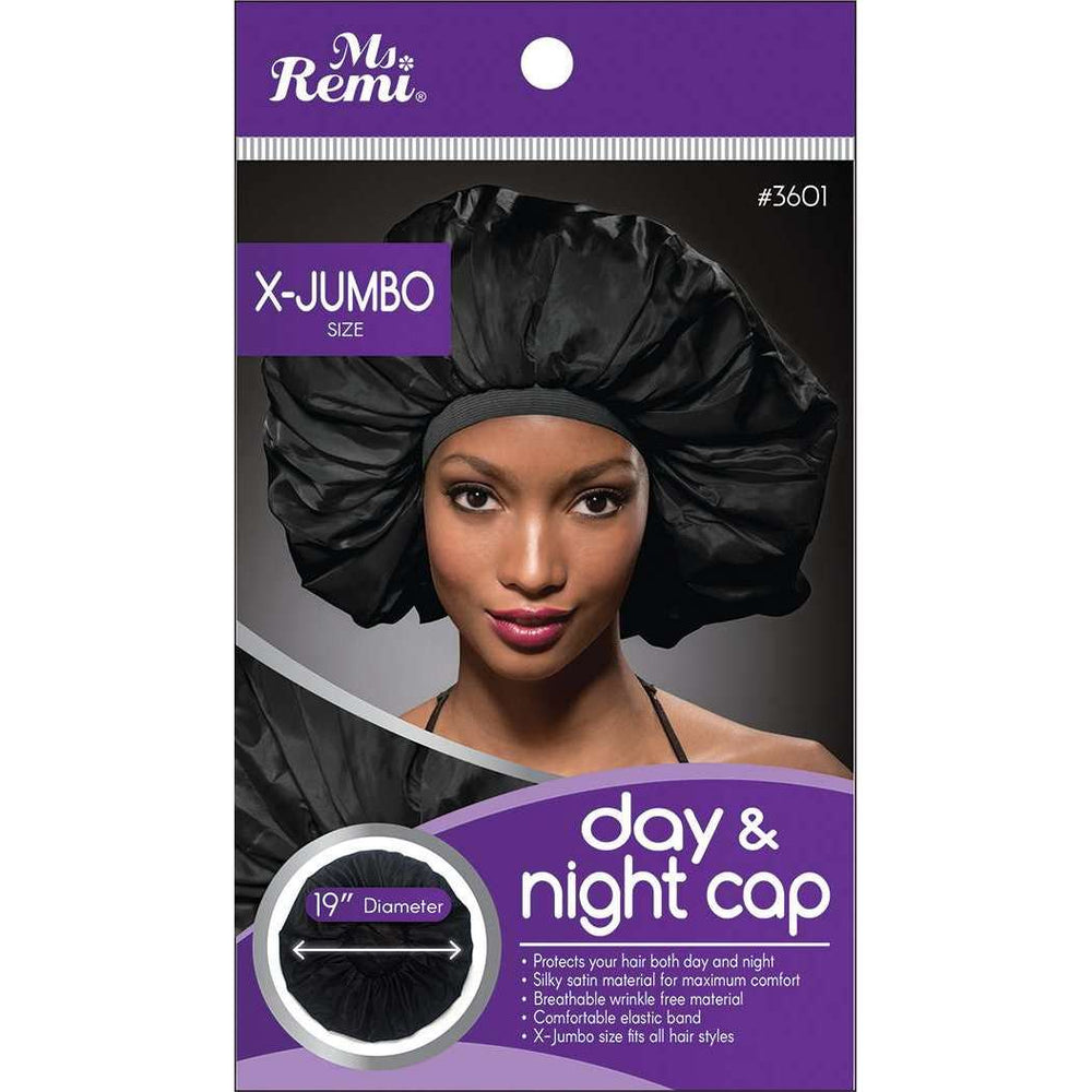 Ms. Remi Extra Jumbo Day & Night Cap, Black Hair Care Wraps Ms. Remi   