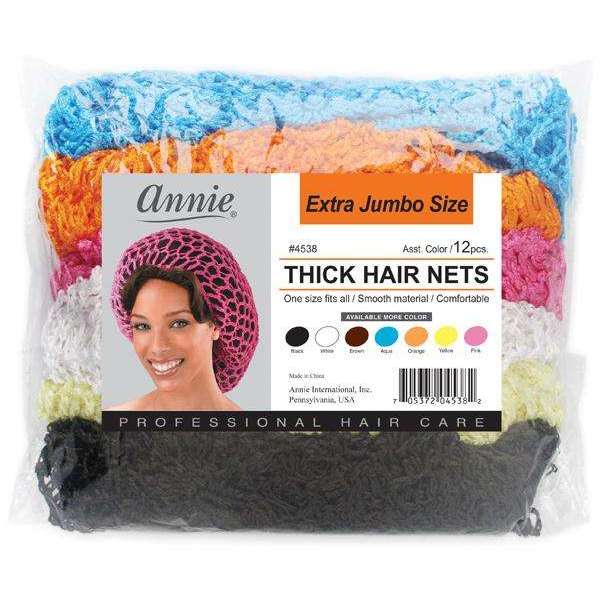 Ms. Remi Extra Jumbo Thick Hair Net X-Jumbo 12ct Asst Color Hair Nets Ms. Remi   