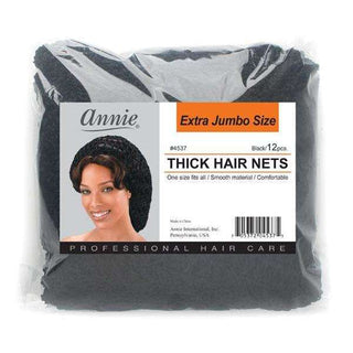 Ms. Remi Extra Jumbo Redecilla para el cabello gruesa X-Jumbo 12ct Negro 