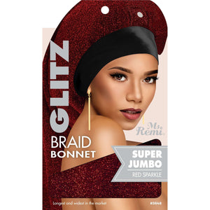 
                  
                    Load image into Gallery viewer, Ms. Remi Glitz Braid Bonnet Jumbo - XL Assorted Colors Hair Care Wraps Ms. Remi Red Sparkle  
                  
                