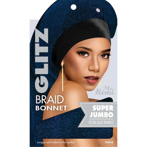 
                  
                    Load image into Gallery viewer, Ms. Remi Glitz Braid Bonnet Jumbo - XL Assorted Colors Hair Care Wraps Ms. Remi Royal Blue Sparkle  
                  
                