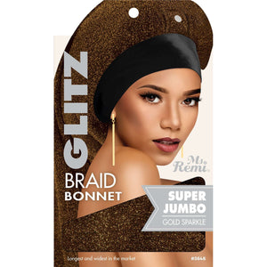 
                  
                    Load image into Gallery viewer, Ms. Remi Glitz Braid Bonnet Jumbo - XL Assorted Colors Hair Care Wraps Ms. Remi Gold Sparkle  
                  
                