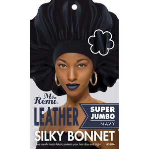 
                  
                    Load image into Gallery viewer, Ms. Remi Leather Silky Bonnet, X-Jumbo, Asst Color Hair Care Wraps Ms. Remi Navy  
                  
                