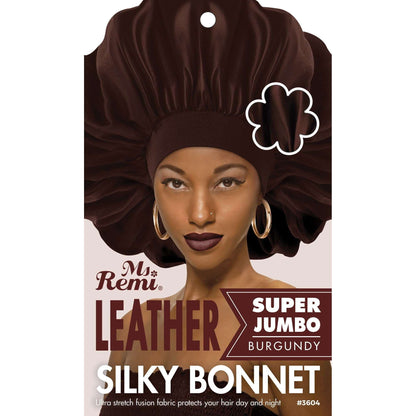 Ms. Remi Leather Silky Bonnet, X-Jumbo, Asst Color Hair Care Wraps Ms. Remi Burgundy  
